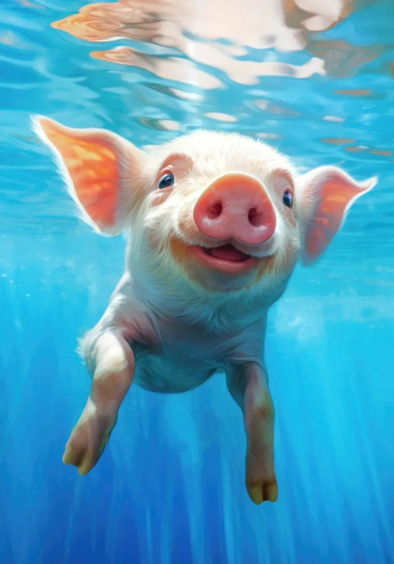 Cute Piglet underwater hahnemühle by Lootprint