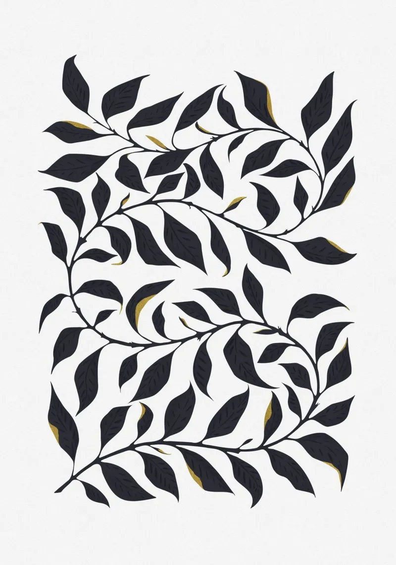 Arte da parete botanica moderna e fogliacea - Decorazione naturalistica minimalista poster da kookiepixel