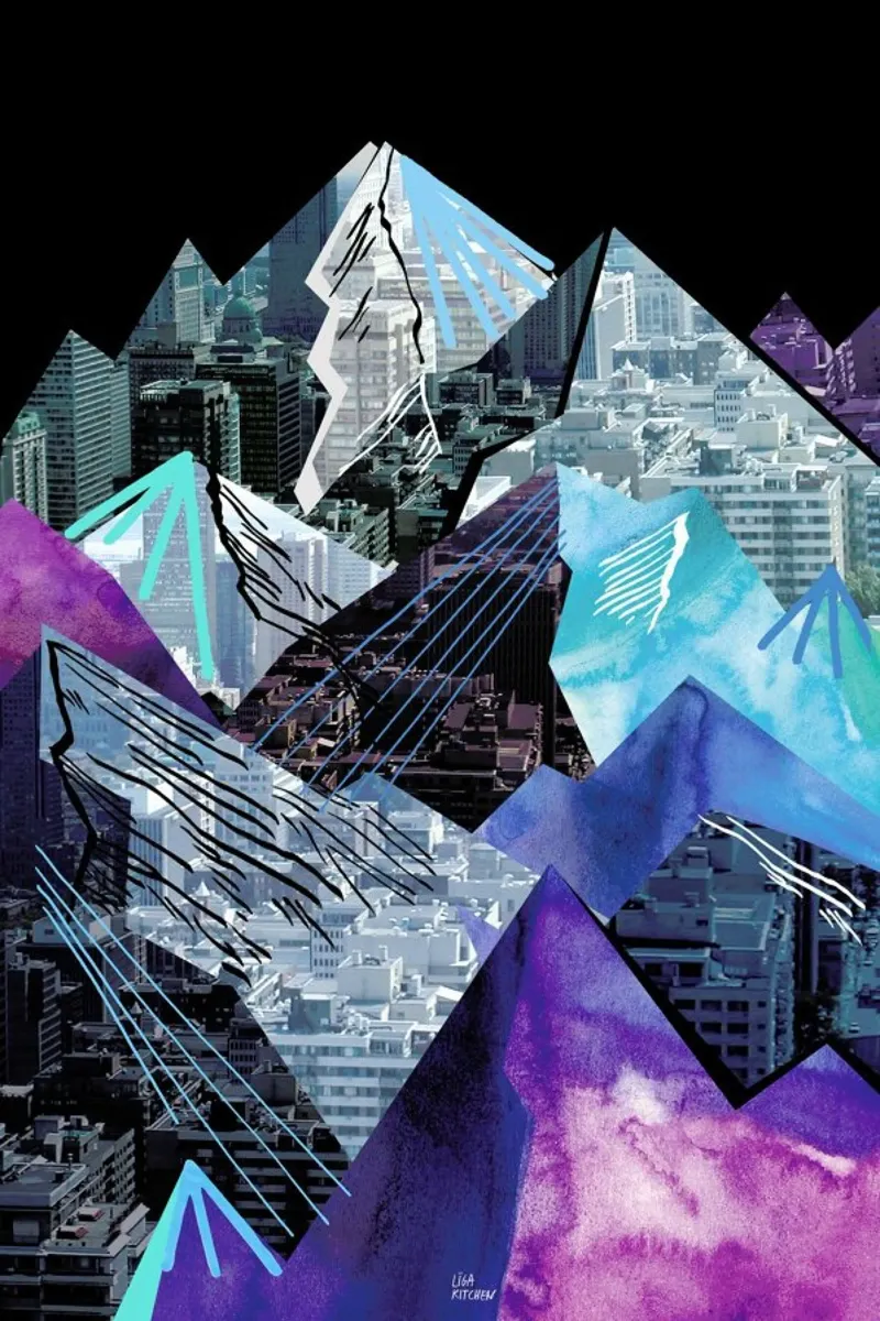 Lost Cities Mountains poster con telaio in legno da Liga Kitchen