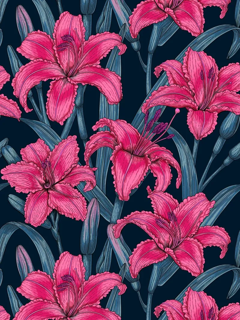 Pink lily flowers poster by Painted Nature