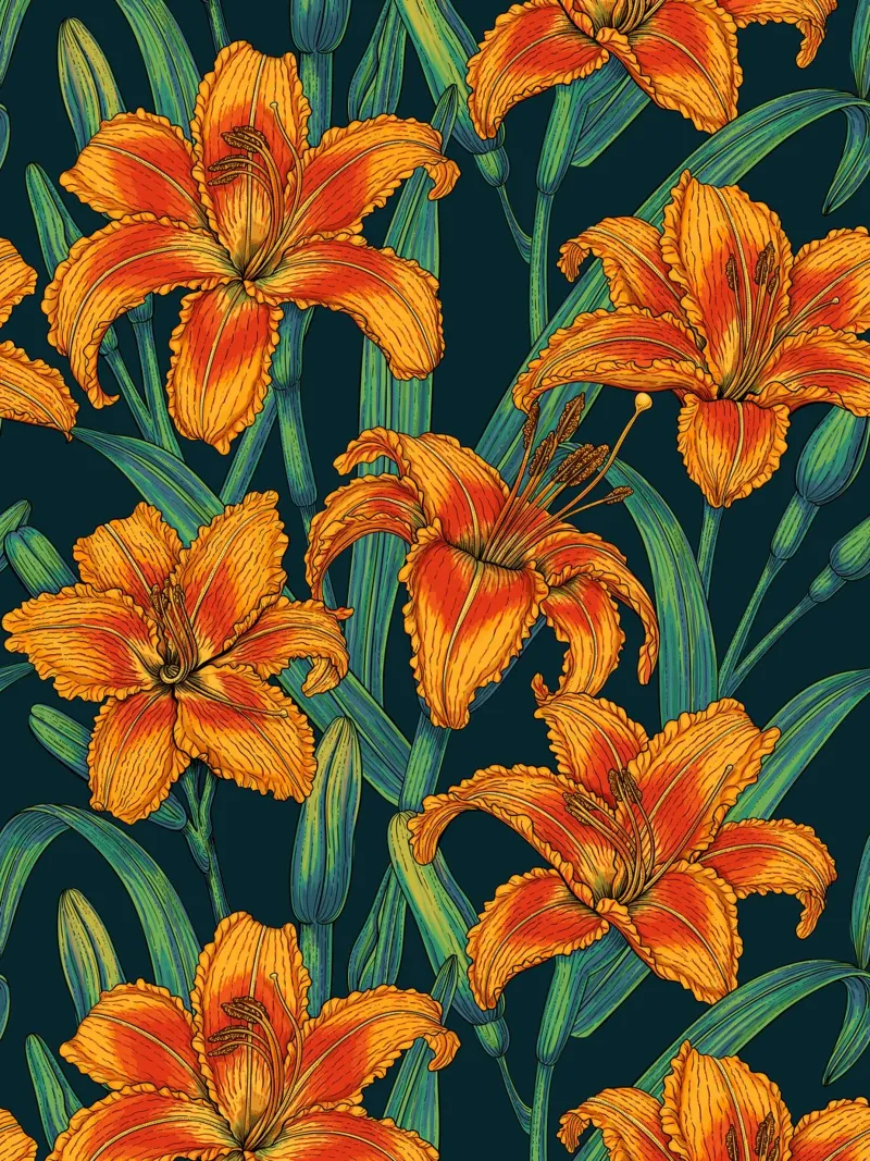 Orange lily flowers canvas by Painted Nature
