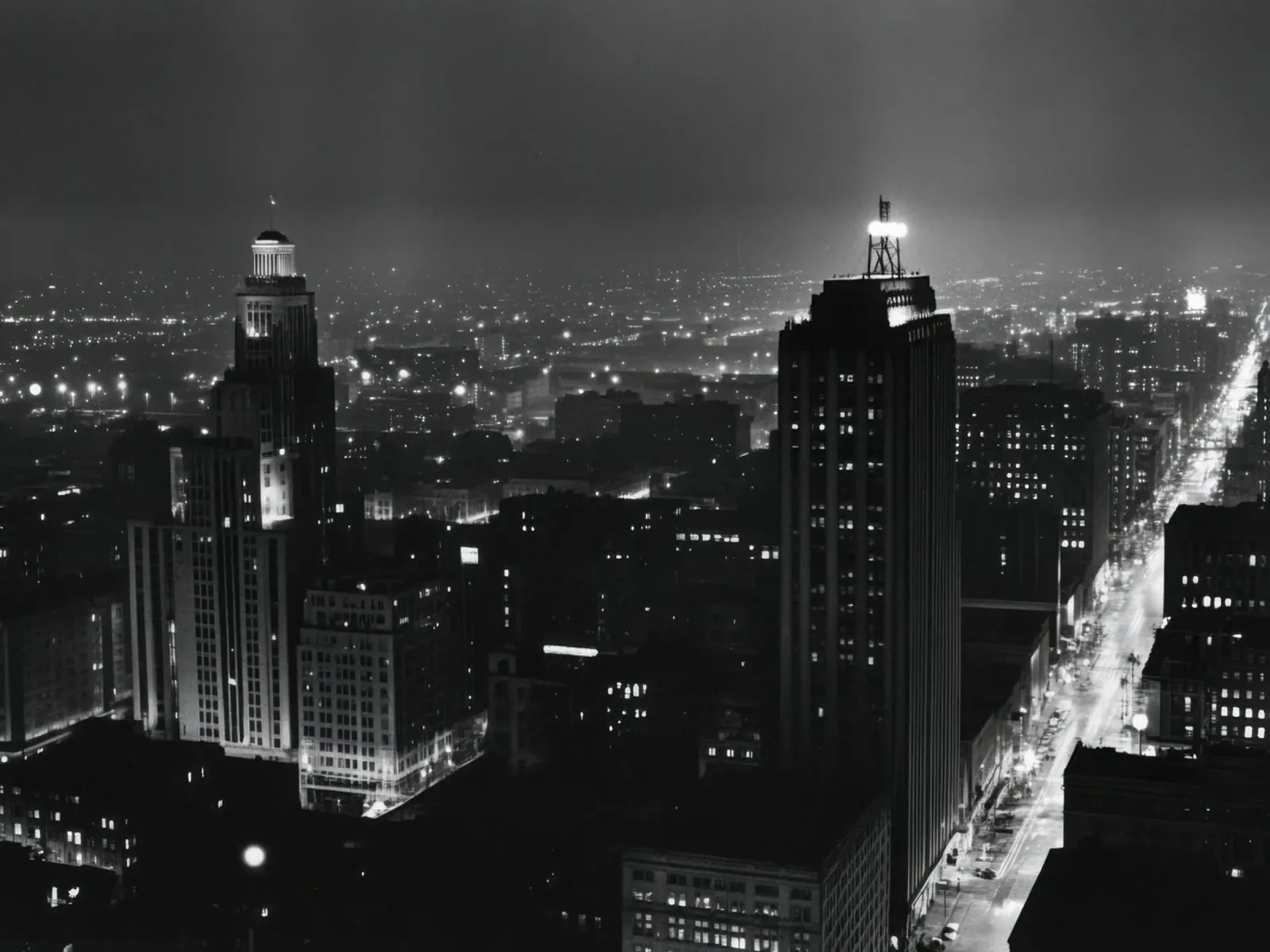 La città abbagliante poster con telaio in alluminio da Black & White