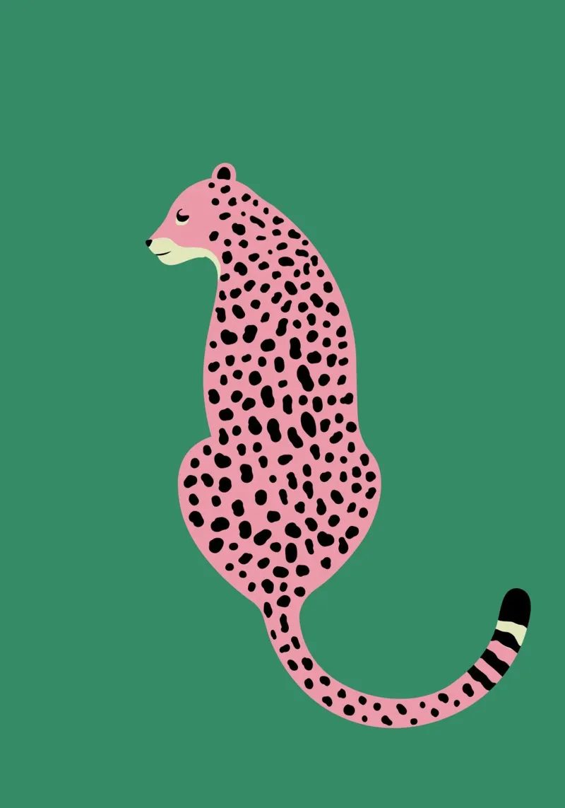 Gepard Druck, Rosa Leopard Kunstdruck, Boho Home Decor Hahnemühle von pdigitalprints