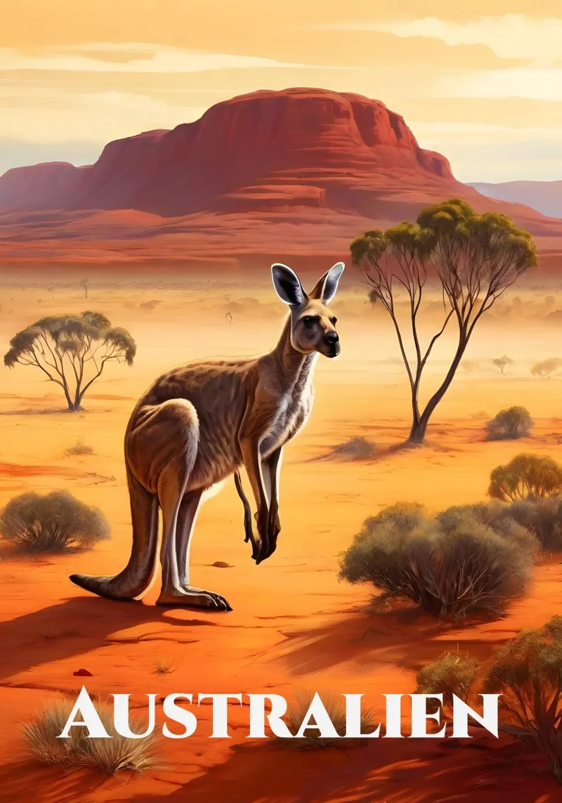 Australian Kangaroo canvas with Floater frame by Charnwood Prints