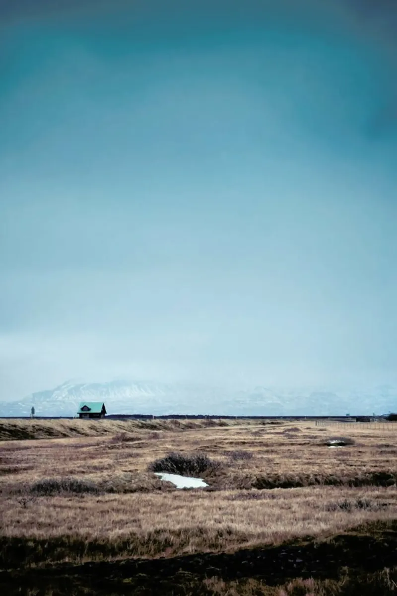 Lonely Little House poster with wooden frame by Cordula Schaefer