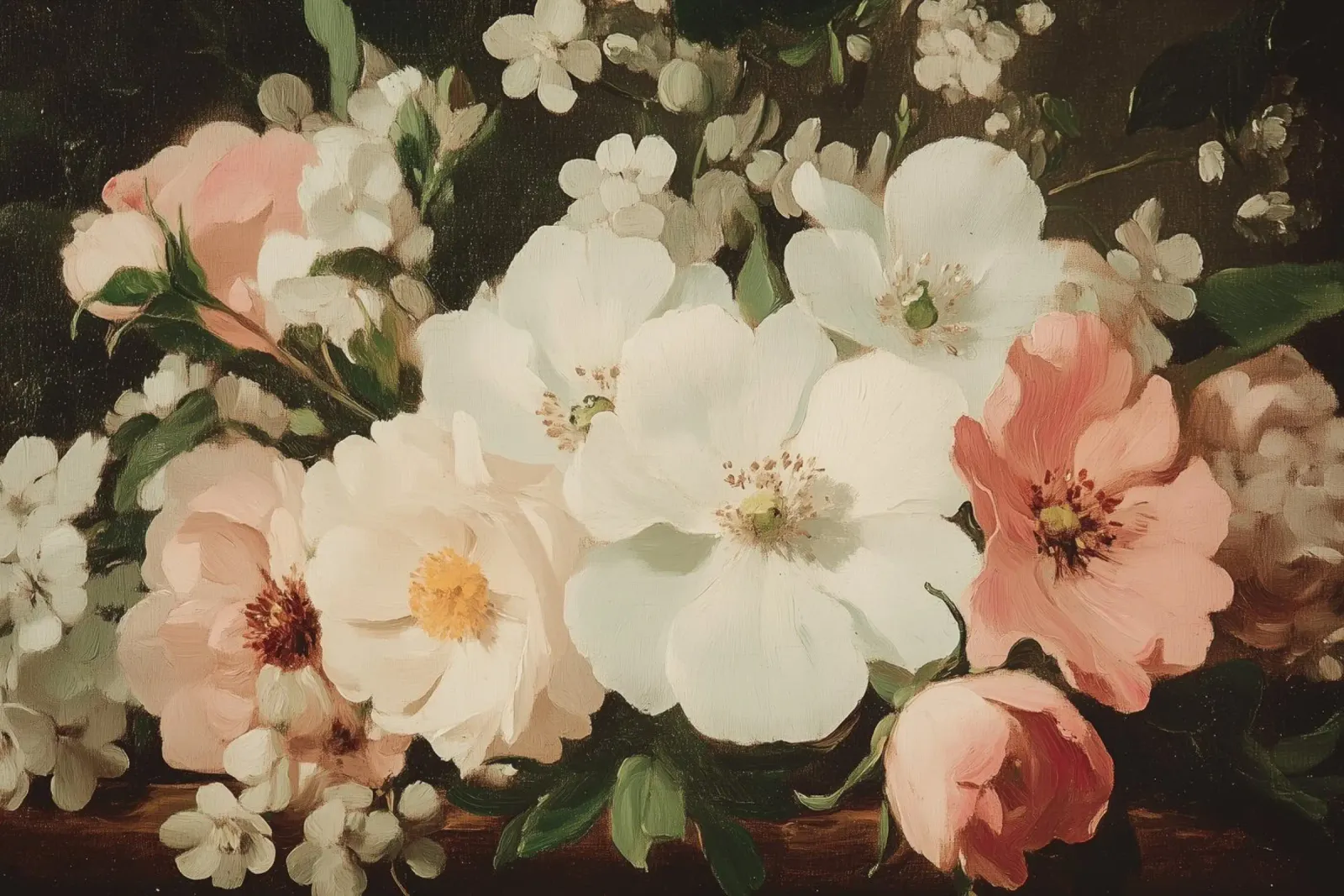 Vibrante floreale con fiori bianchi e rosa pellicola backlit da Melloi Art Print