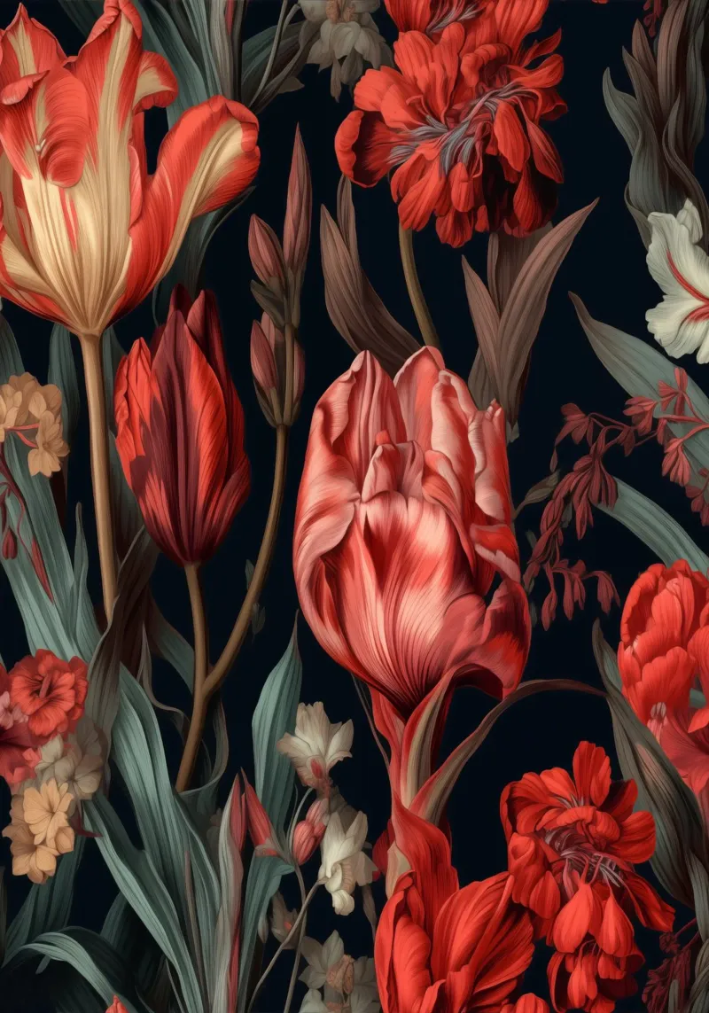 Fiori di tulipani rossi pellicola backlit da Justyna Jaszke JBJart