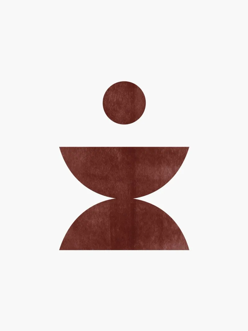 Minimalist Abstract Art Print - Earthy Brown Geometric Shape poster with wooden frame by kookiepixel