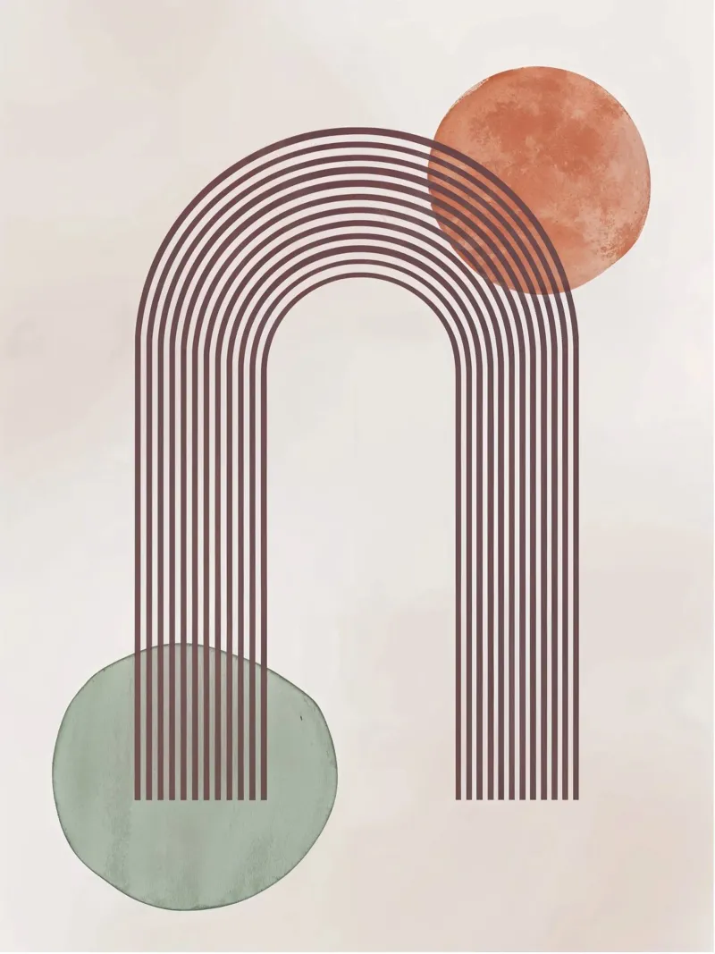 Earth tone mid century minimalistic abstract modern print forex plate by WijdevenPrints