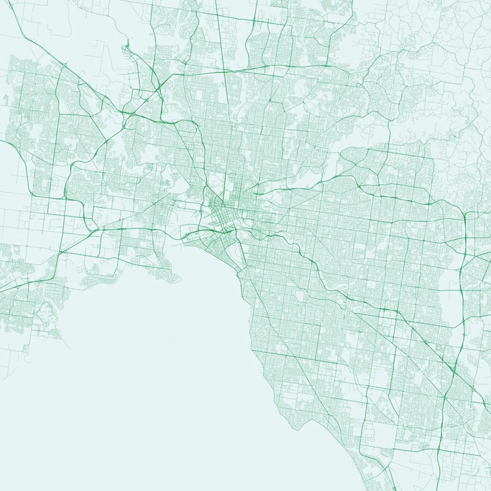 Traffic Melbourne Green pellicola backlit da Urban Maps