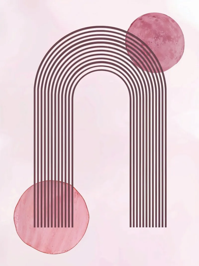 Dusty Pink mid century minimalistic abstract modern print co poster with aluminum frame by WijdevenPrints