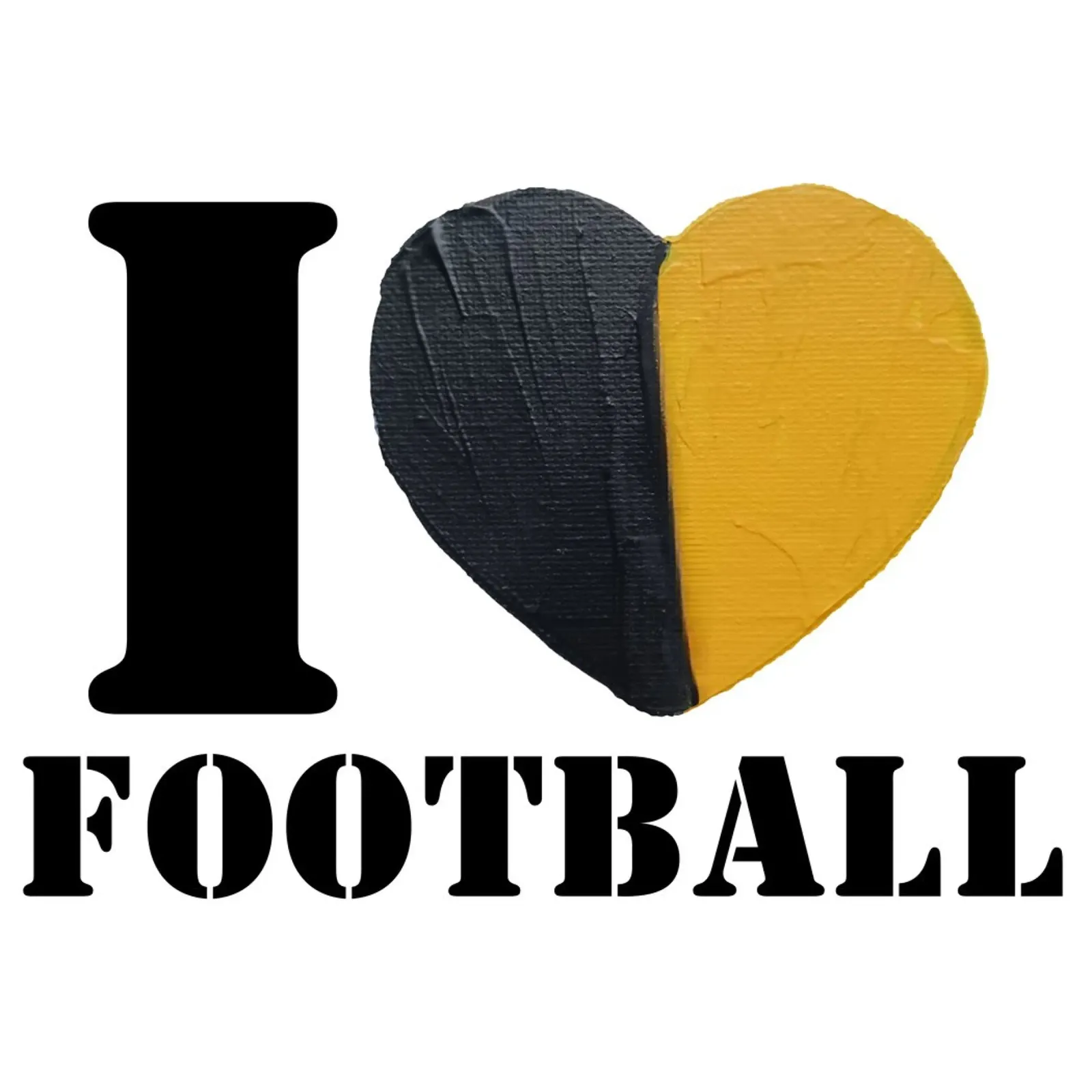 I Heart Football - Cuore dipinto in oro e nero pellicola backlit da FABOArt