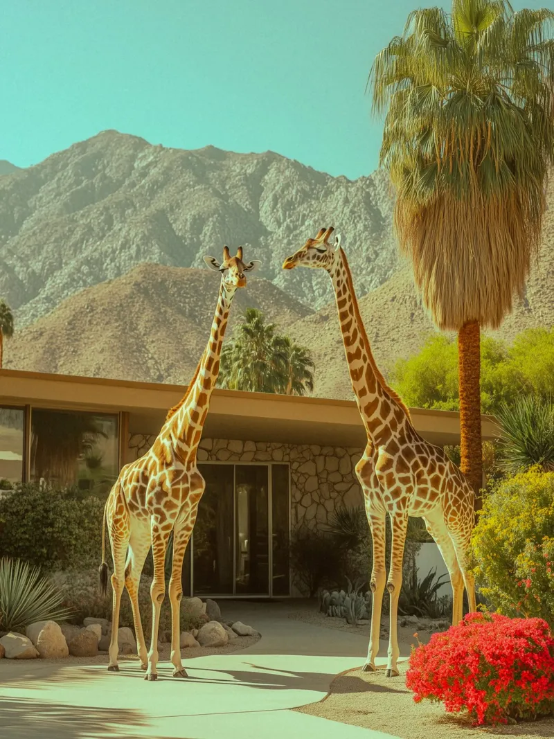 Parata di giraffe a Palm Springs pellicola backlit da Carinaprint