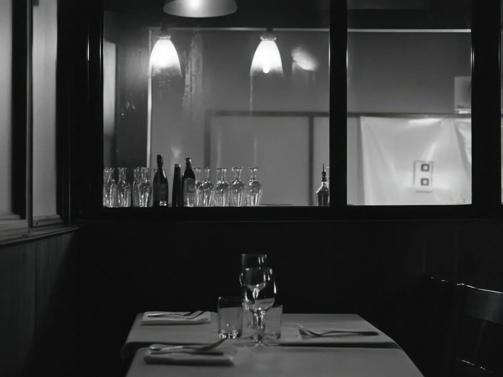 Elegant black and white restaurant poster with wooden frame by Black & White