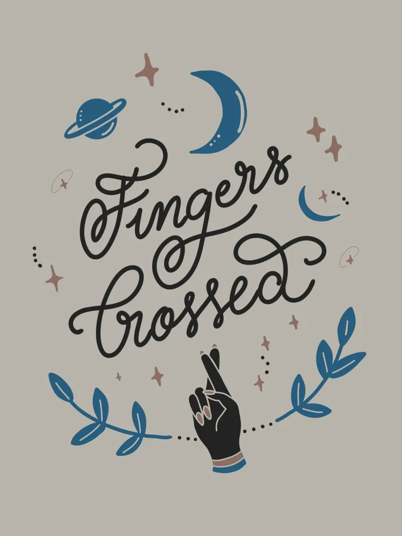 Fingers Crossed poster con telaio in legno da anisillustration