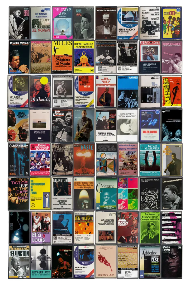 I più grandi album di jazz di tutti i tempi - Stampa su cassetta d'epoca alluminio dibond da MrMustardPrints