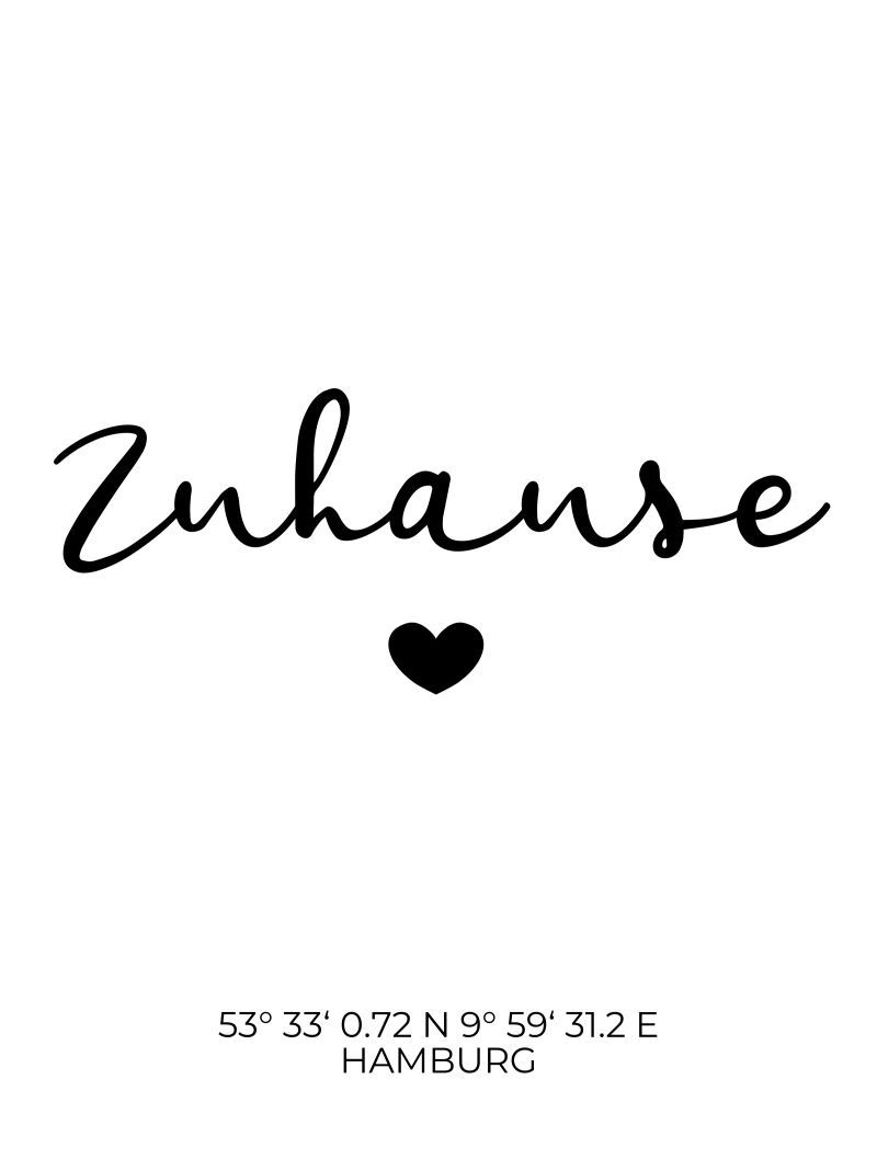 Zuhause mit Koordinaten Poster von WORTSPIEL
