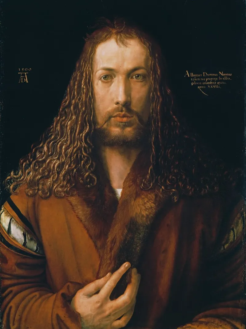 Albrecht Dürer - Self portrait in a Fur-Trimmed Coat poster with aluminum frame by ARTOTHEK