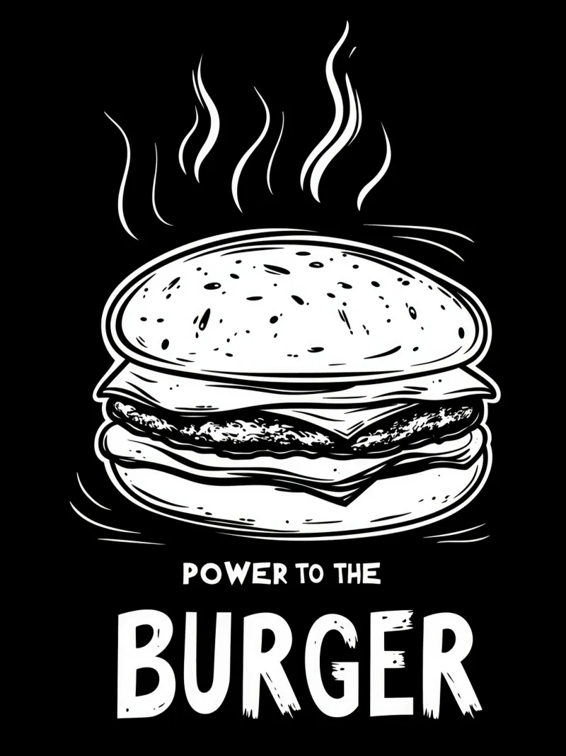 Power to the Burger | Design per magliette da fast food pellicola backlit da Autofocus