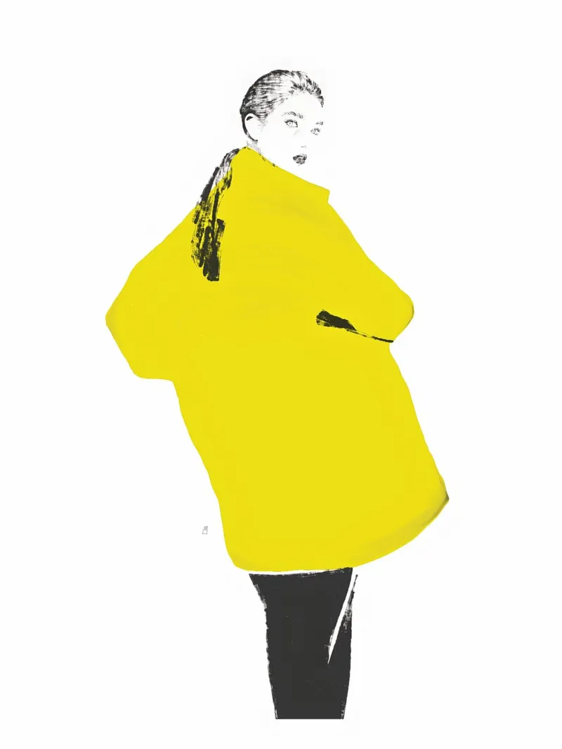 Untitled (Yellow Coat) poster with plastic frame by Manuel Rebollo