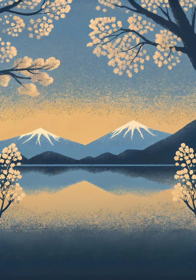 Serenità Fuji e Sakura pellicola backlit da Artistic-shop