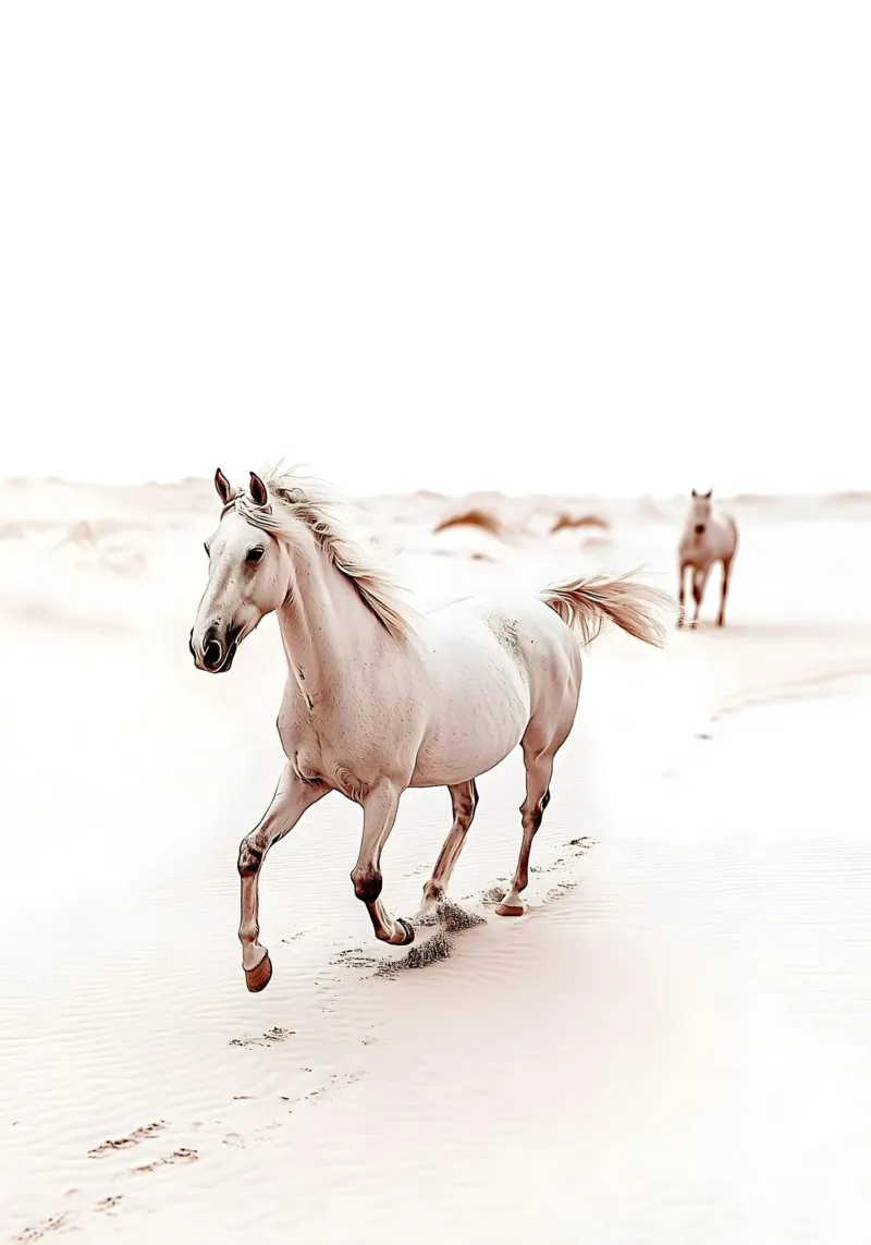 Cavallo sulla spiaggia minimalista - Collezione La Plage alluminio dibond da Conde Arte
