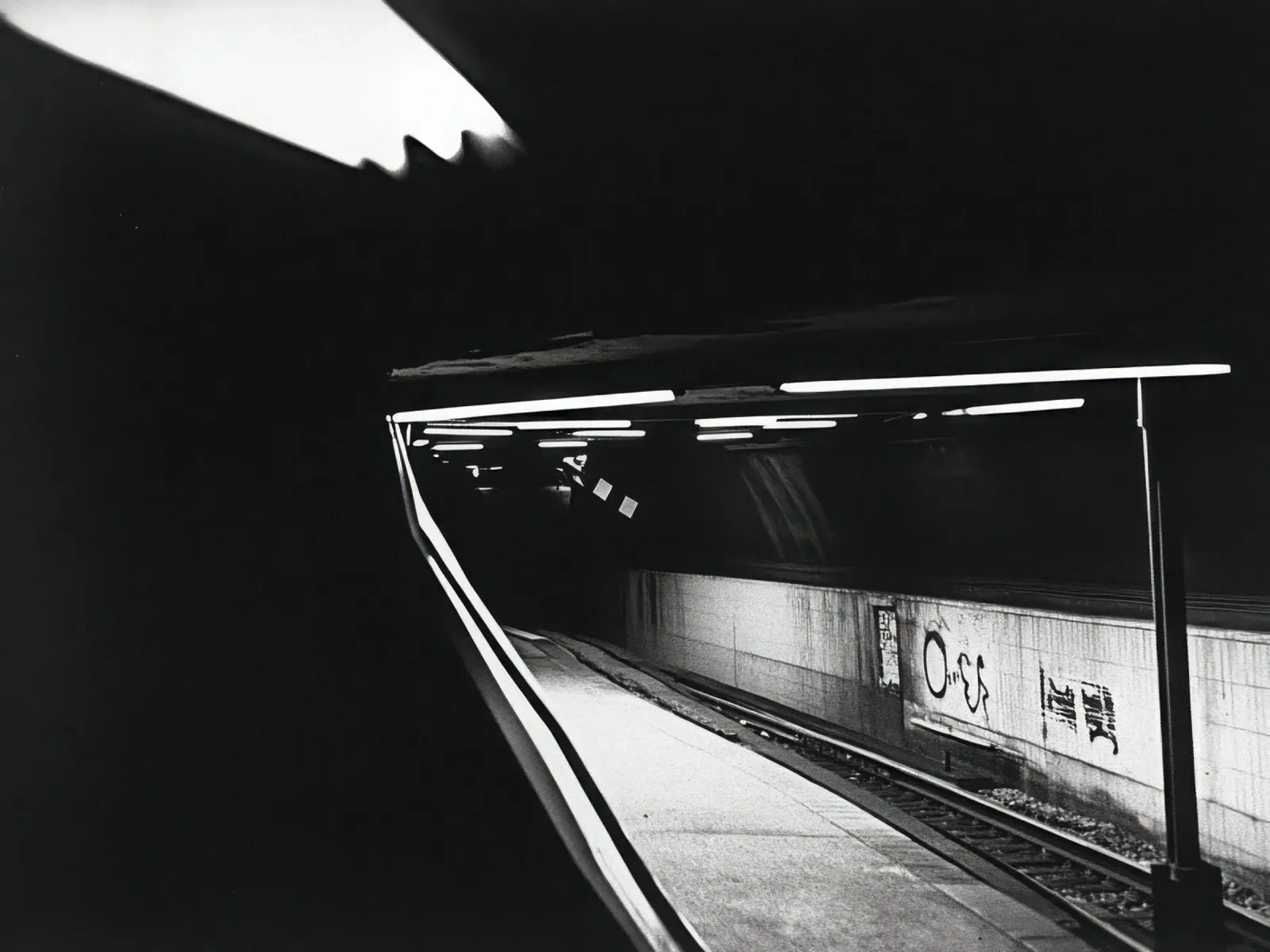 Dark and inaccessible metro platform canvas by Black & White