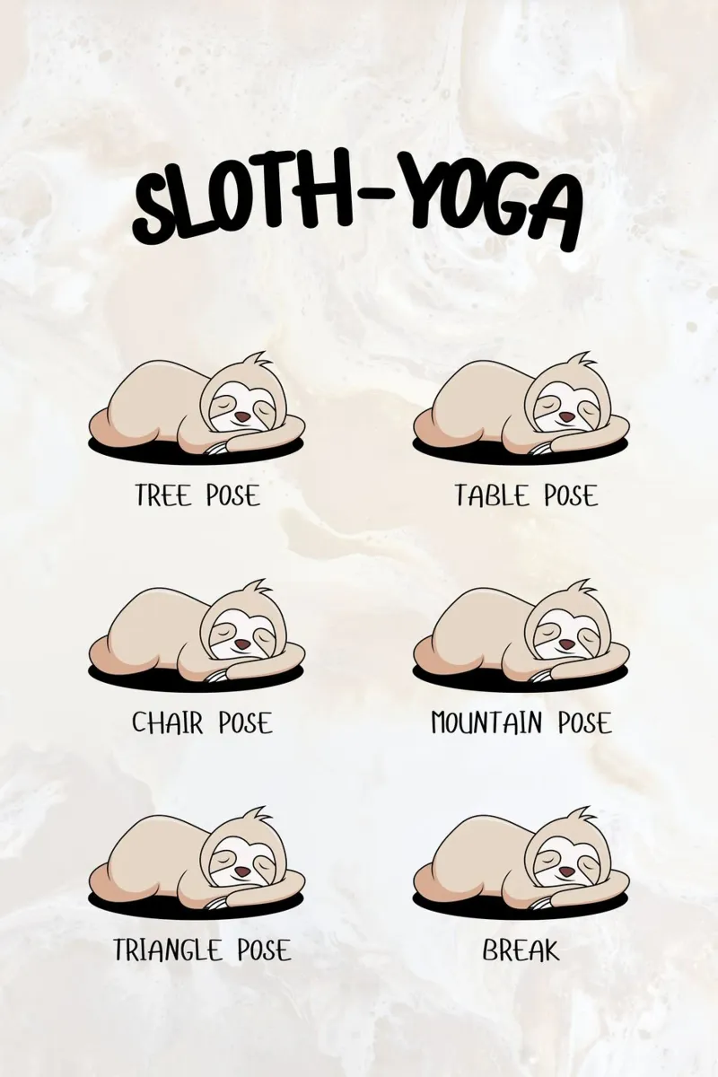 Yoga del bradipo poster con telaio in legno da ArtDesign by KBK