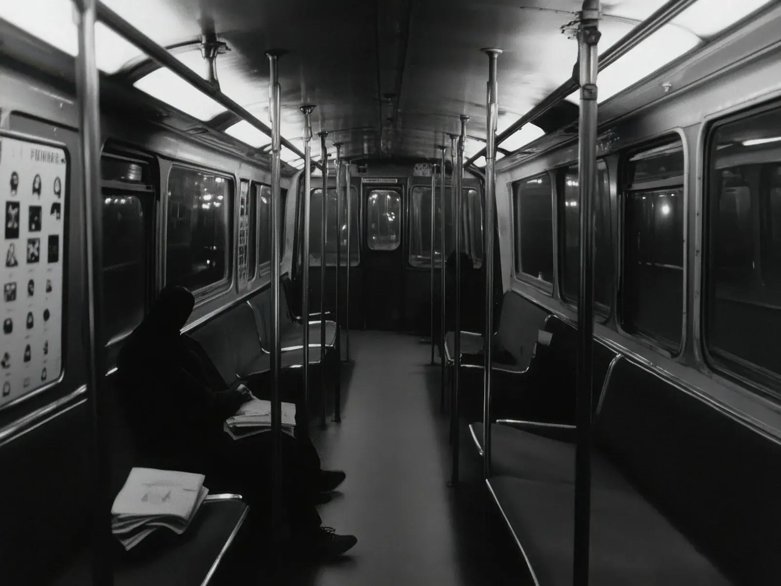 Einsamkeit in der U-Bahn Hahnemühle von Black & White