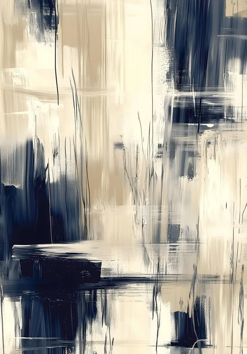 Brushstrokes - Blue and beige Abstract Collection hahnemühle by Conde Arte