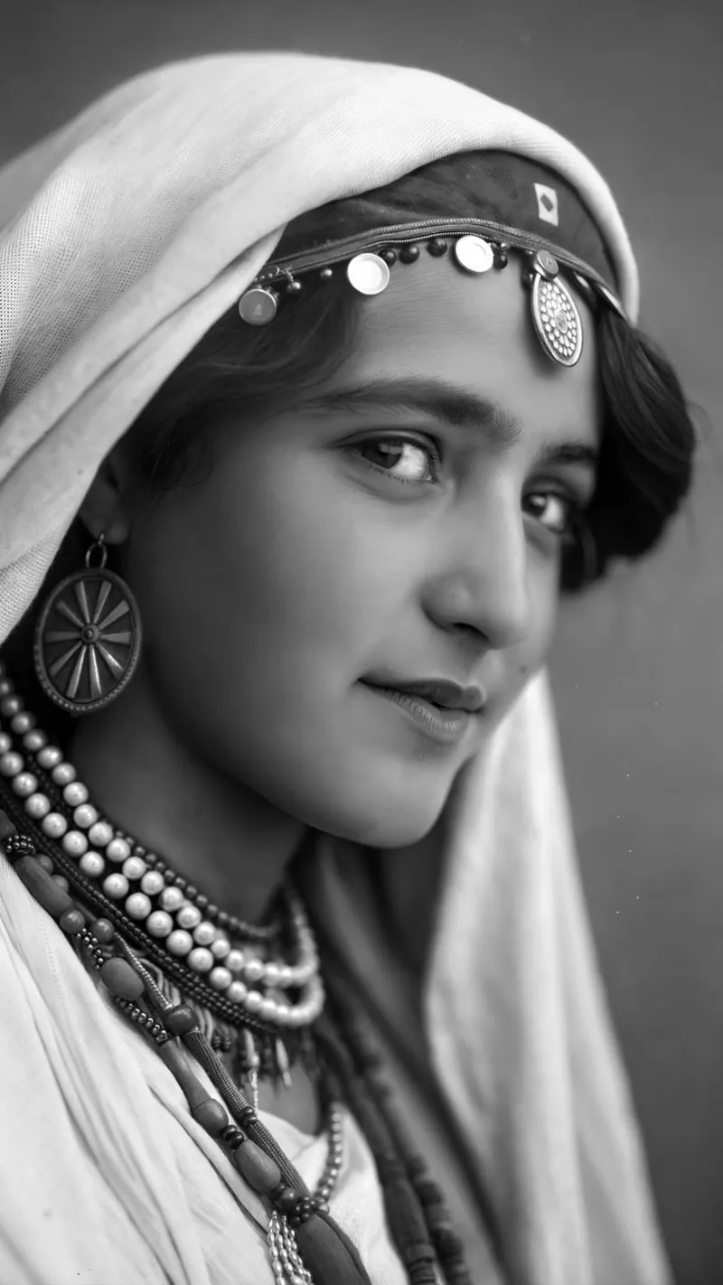 Izem - Ritratto di una giovane donna amazigh tela con Cornice a cassetta da Amazigh