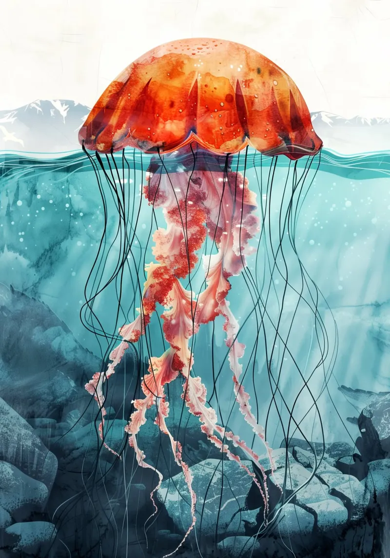 Medusa ocean life poster by Justyna Jaszke JBJart