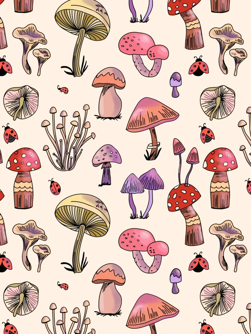 Cute Mushrooms Pattern pellicola backlit da anisillustration