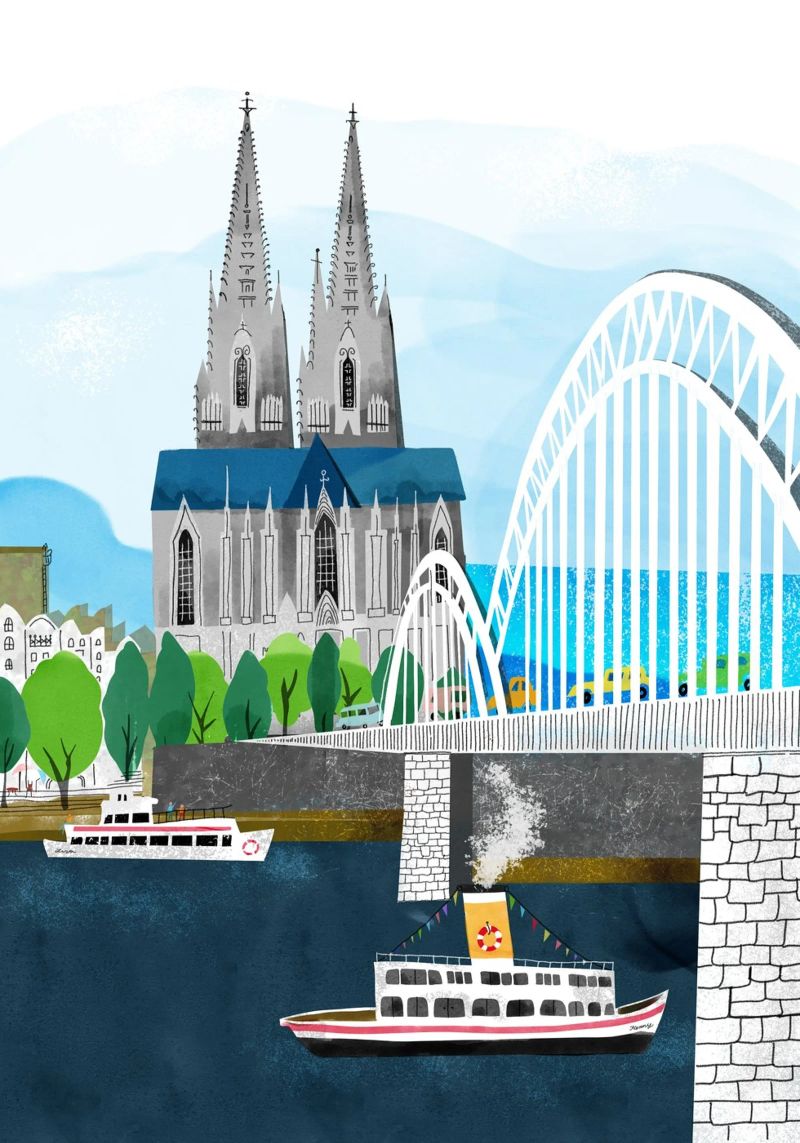Köln mit Dom und Rhein Kinderbuch Poster von DYDesign