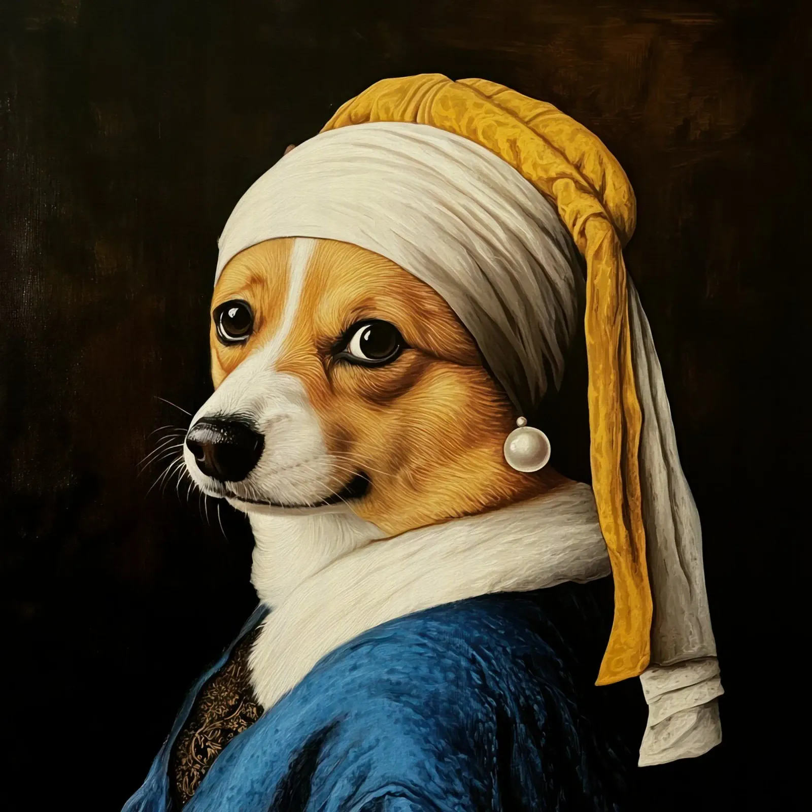 Il Corgi con l'orecchino di perla carta hahnemühle da Modern Muse