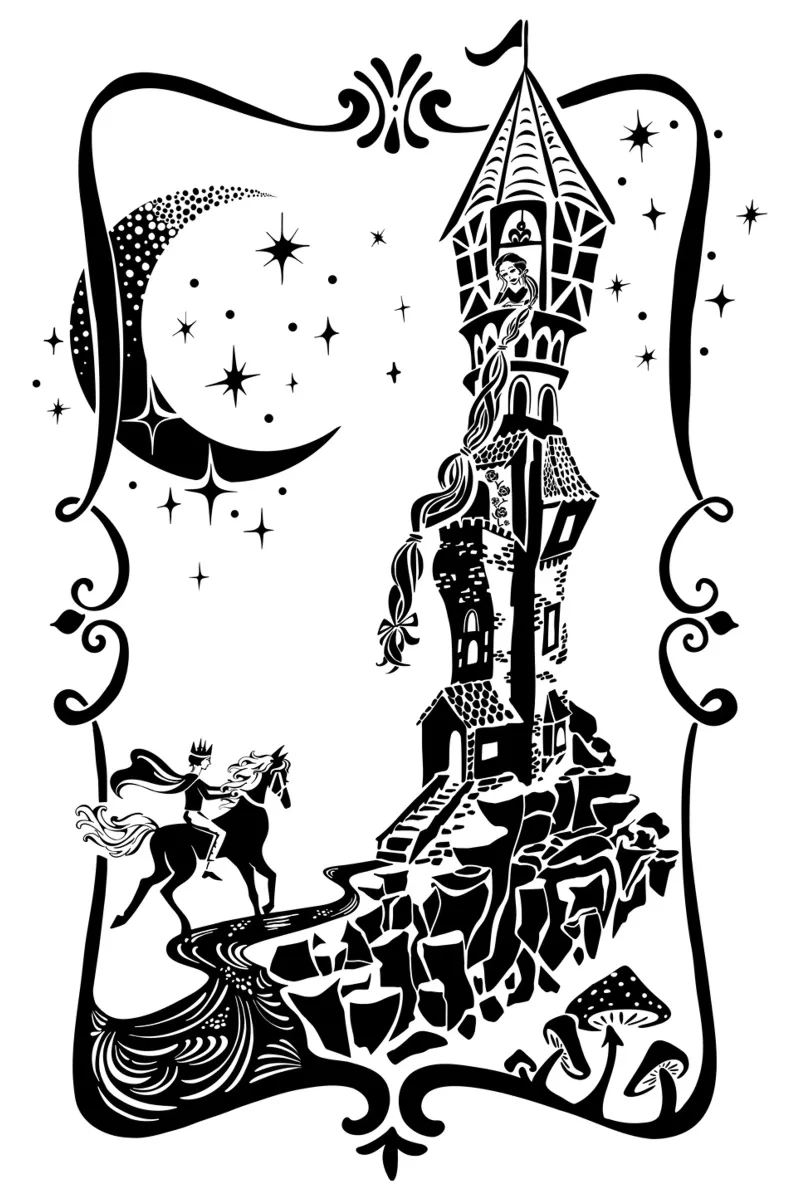 Rapunzel Märchen Prinzessin Leinwand mit Schattenfugenrahmen von DYDesign