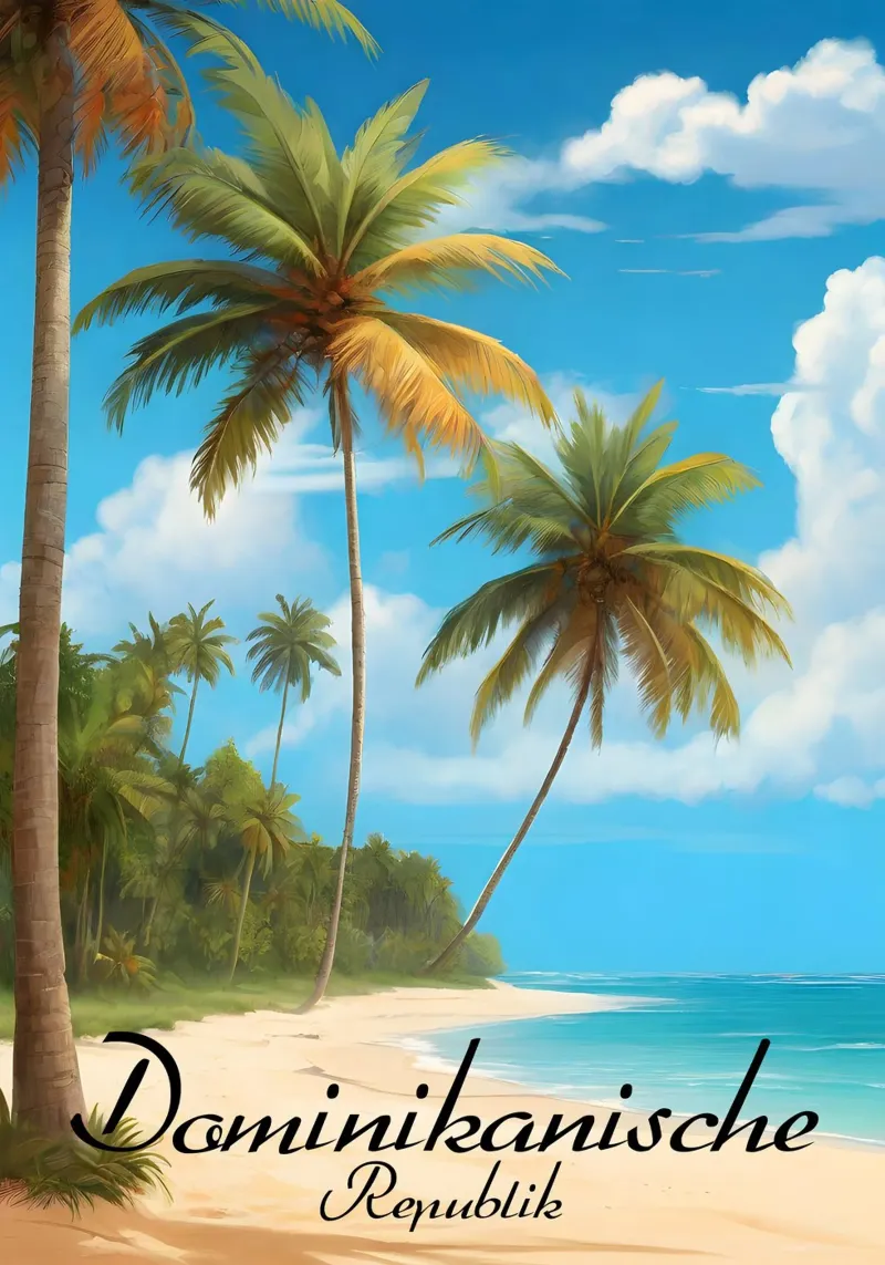 Spiaggia della Repubblica Dominicana tela con Cornice a cassetta da Charnwood Prints