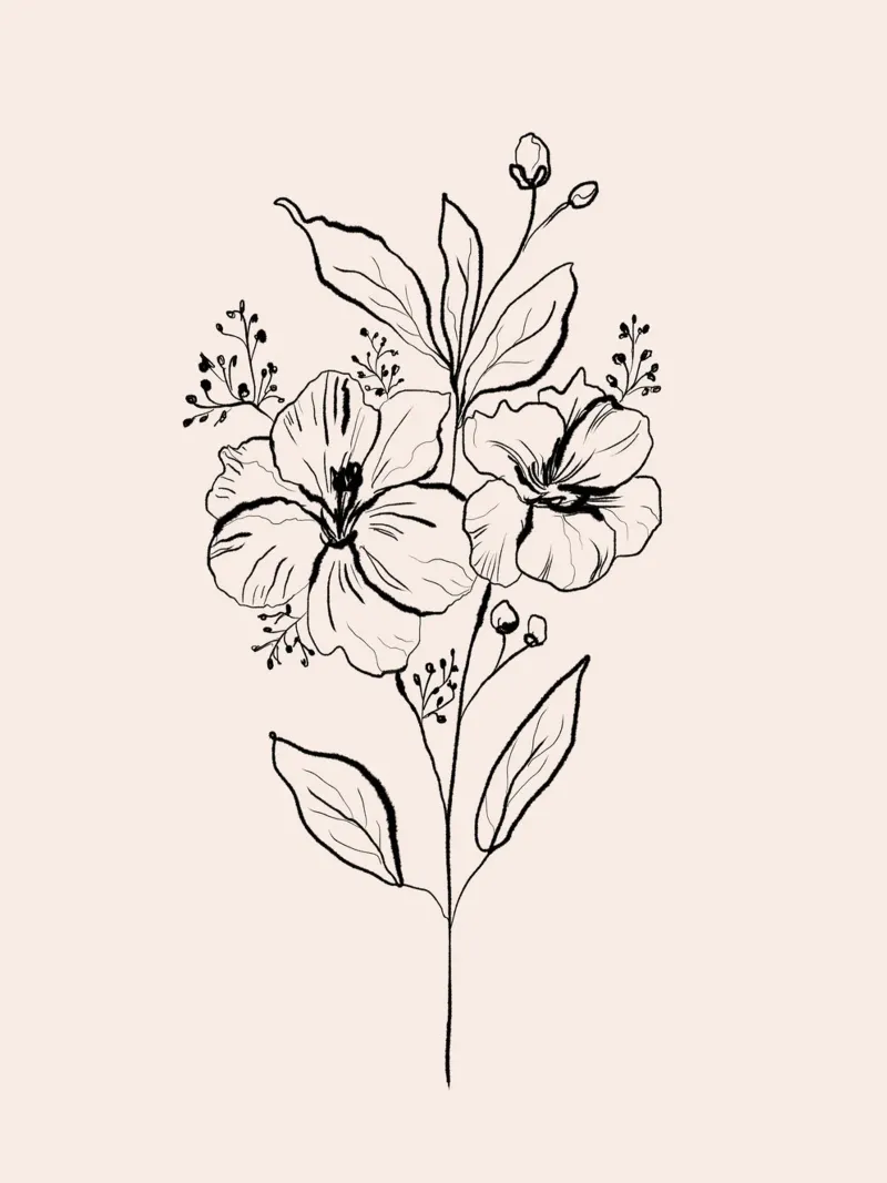 Lilium Line Art Bouquet pellicola backlit da anisillustration