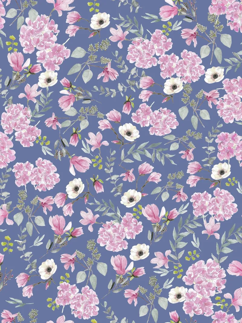Romantic Floral Pattern Blue pellicola backlit da anisillustration