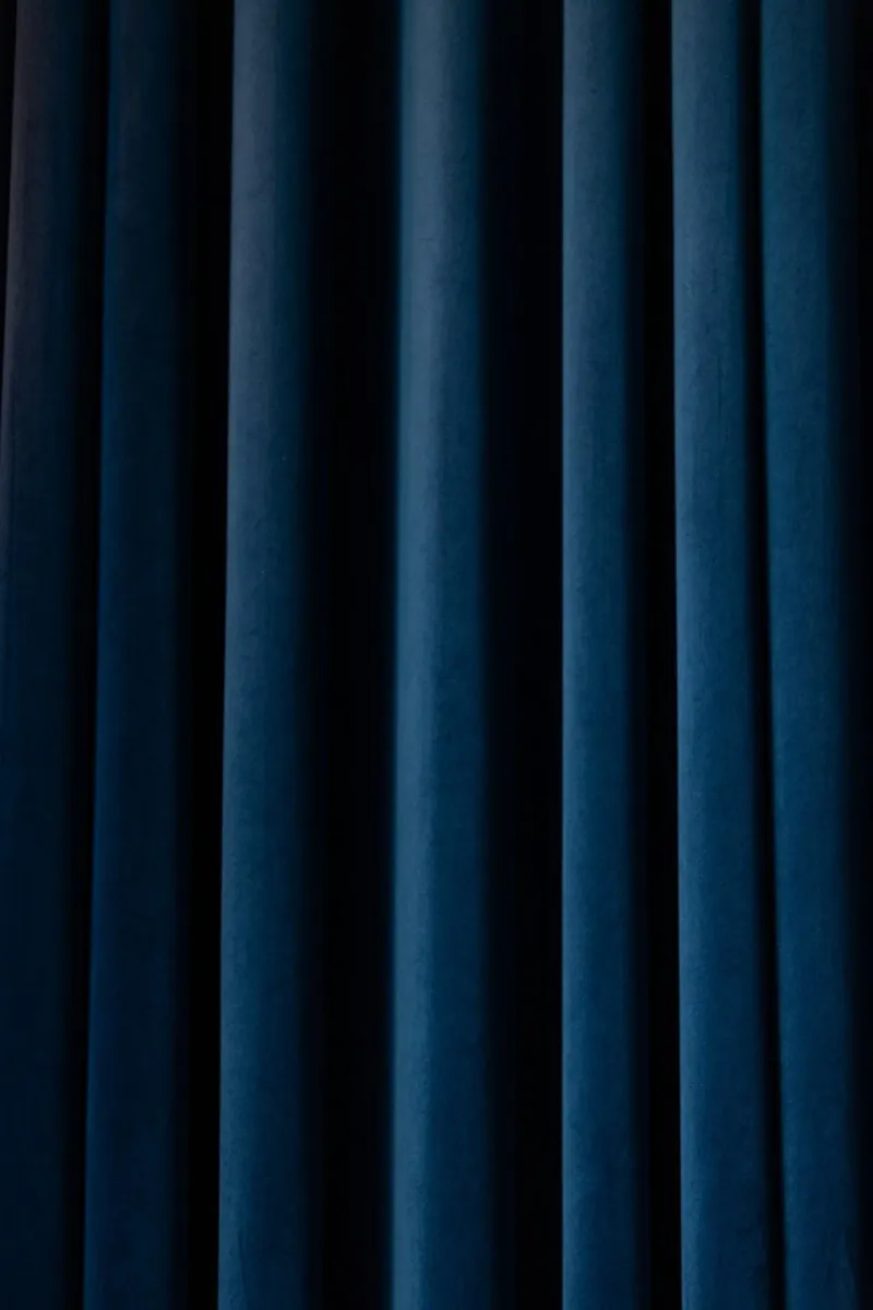 Blue Velvet Curtain poster with aluminum frame by Mareike Böhmer Photography