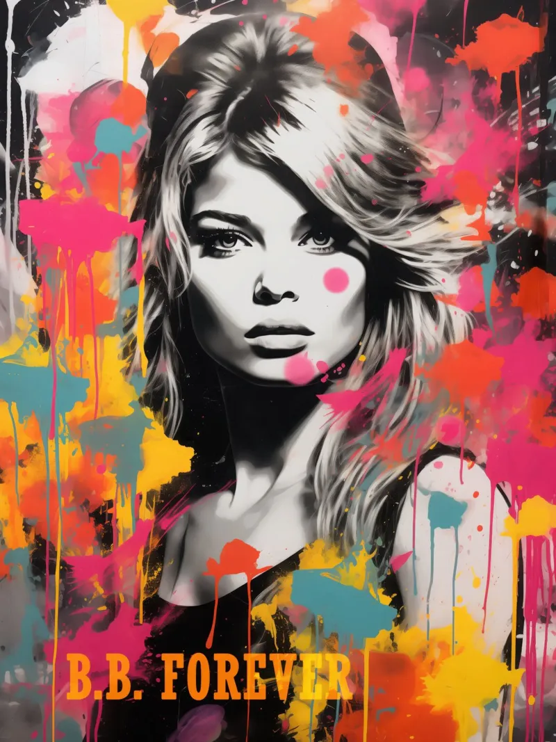 B.B. Forever | Straatkunst in Banksy-stijl canvas met Baklijst van Autofocus