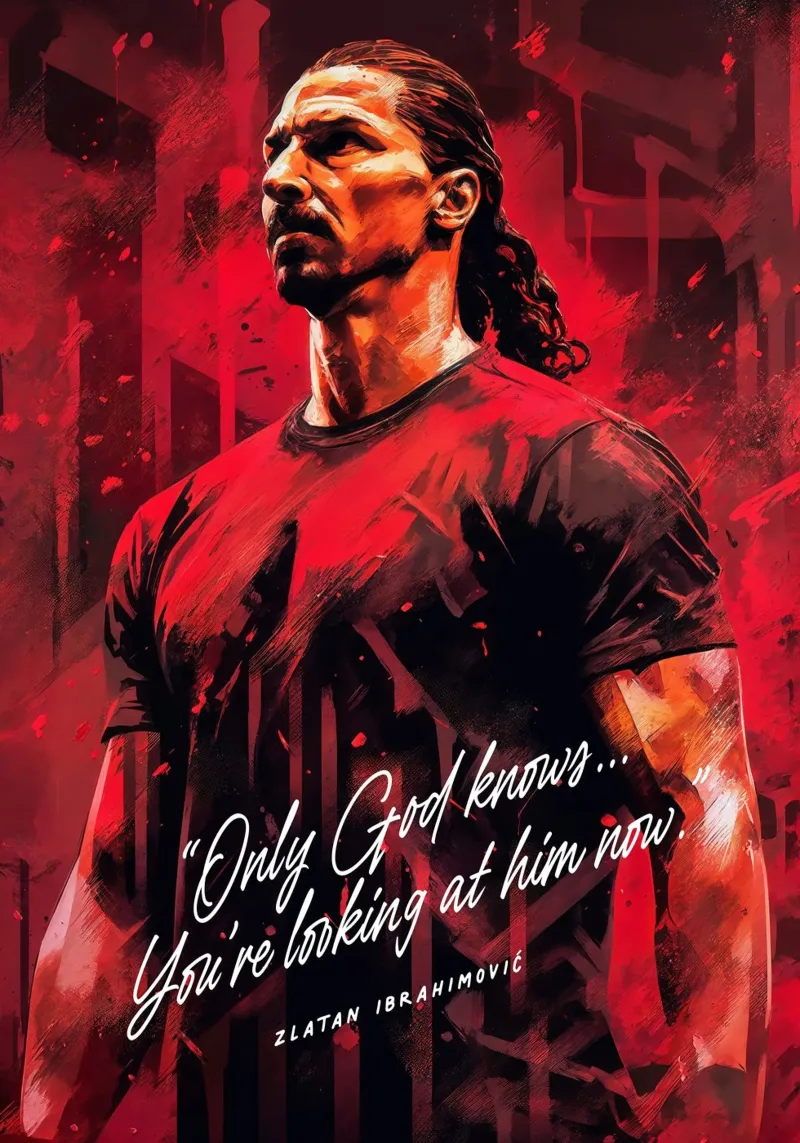 Zlatan Ibrahimovic Art Quote poster con telaio in legno da Lootprint