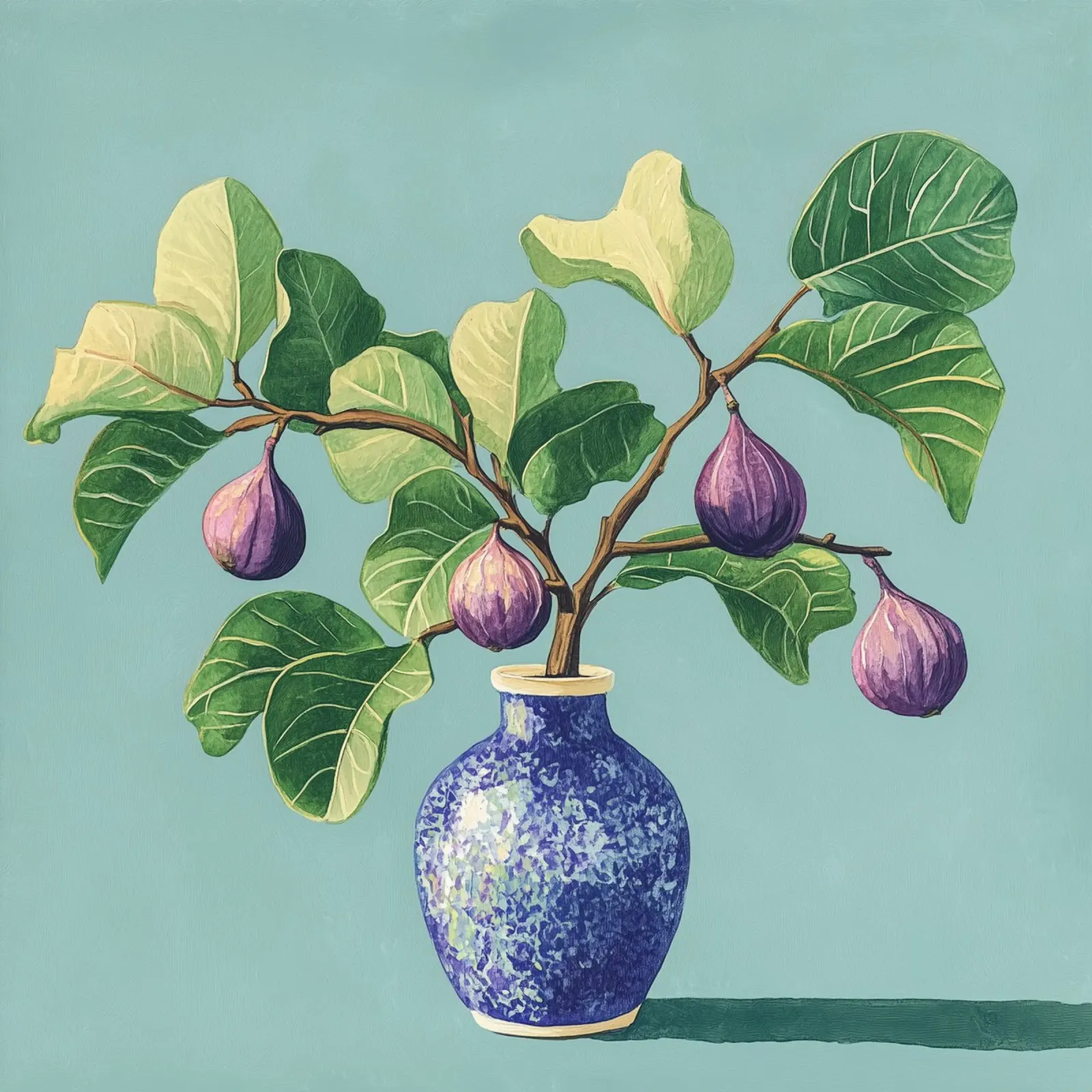 Mediterranean fig bush with vase canvas with Floater frame by Carinaprint