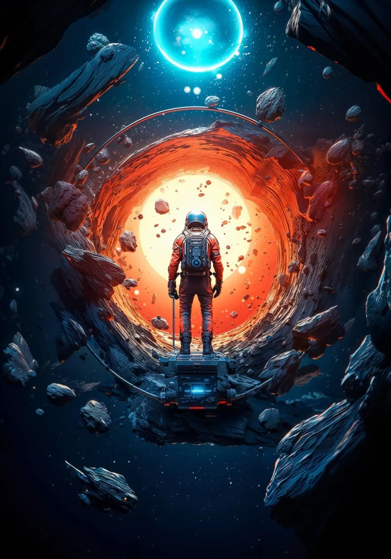 L'astronauta e lo spazio sconosciuto pellicola backlit da Lootprint