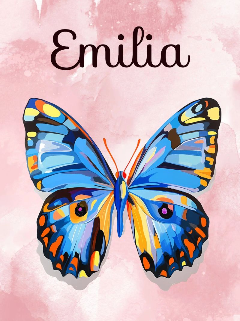 Blau-Rosa Schmetterling Poster von Olga Wildrose