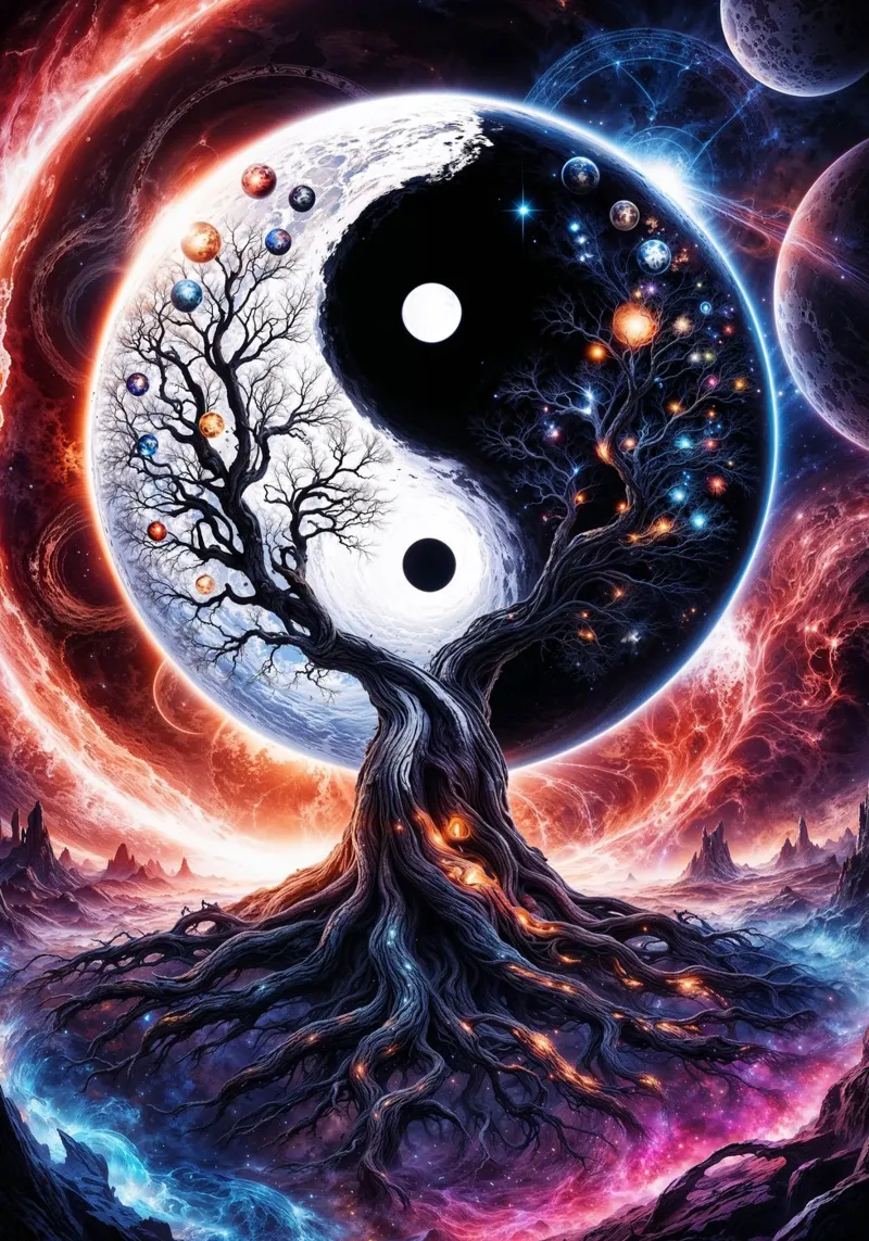 L'albero della vita Yin Yang pellicola backlit da Lootprint