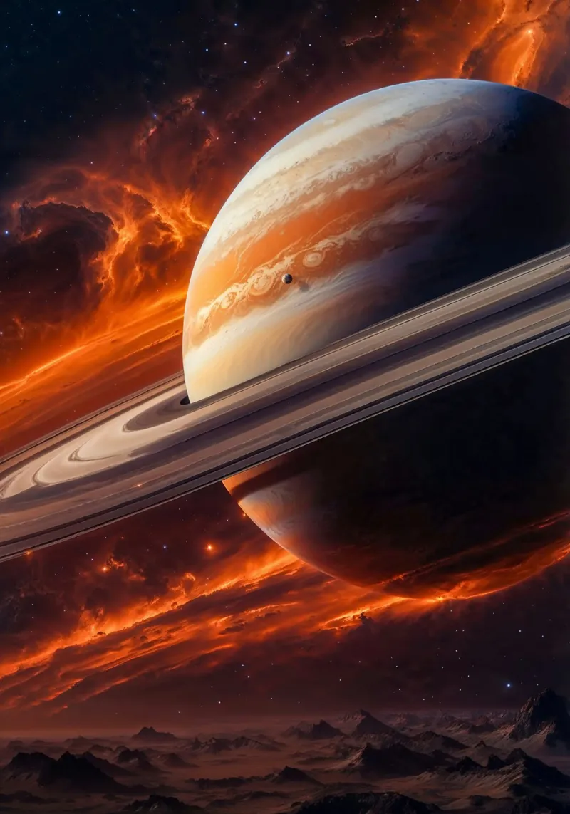 Saturno nello spazio pellicola backlit da Lootprint