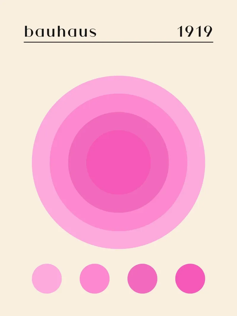 Bauhaus 1919 - Roze cirkels, modern ontwerp canvas met Baklijst van Whole©