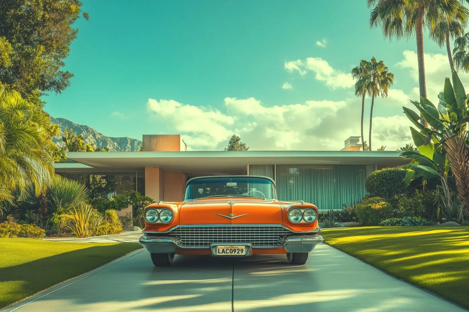 Cadillac Klassischer arancione di metà secolo pellicola backlit da Carinaprint