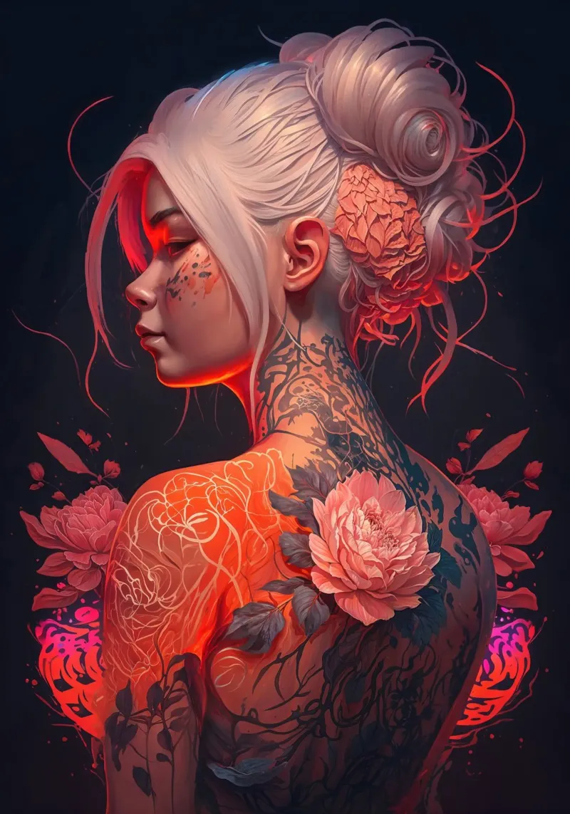 Flower Cyberpunk Girl Acryl-Glas von Lootprint